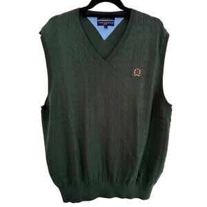 Tommy Hilfiger Golf Vintage Knit Sweater Vest Dark Green Men's Large Classic